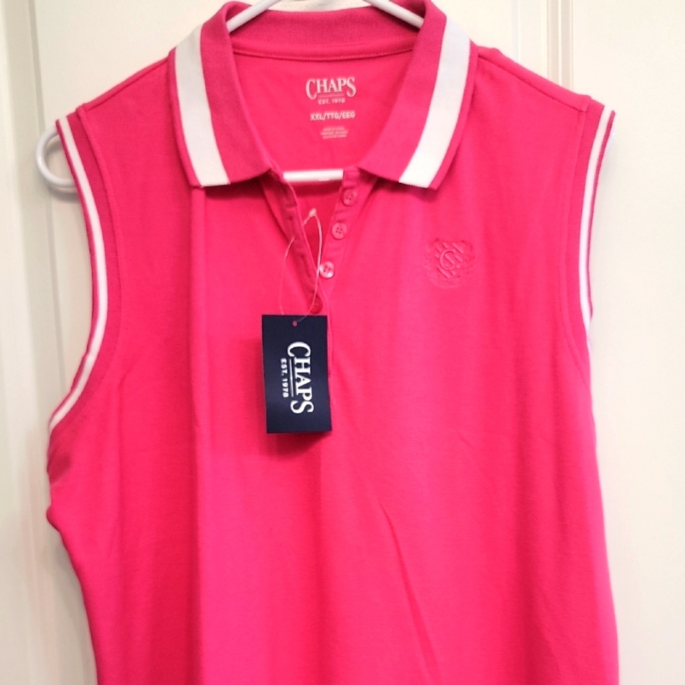 NEW Chaps Pink Sleeveless Polo Shirt XXL